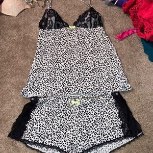 Victoria’s Secret Sexy cami & shorts lace & animal print sleep set